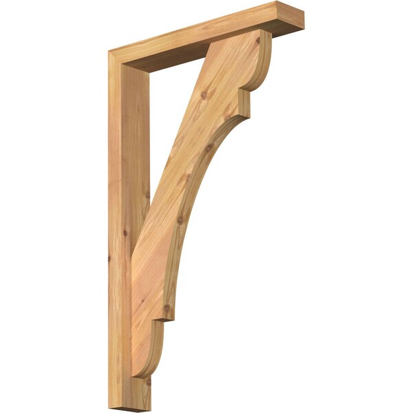 Ekena Millwork Olympic Block Smooth Bracket w/ Offset Brace, Western Red Cedar, 3 1/2"W x 18"D x 30"H BKT0402X18X30OLY05SWR - main